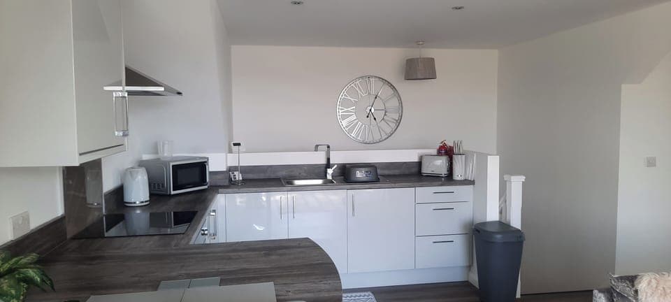 Apartment | Private kitchen | Fridge, microwave, oven, stovetop