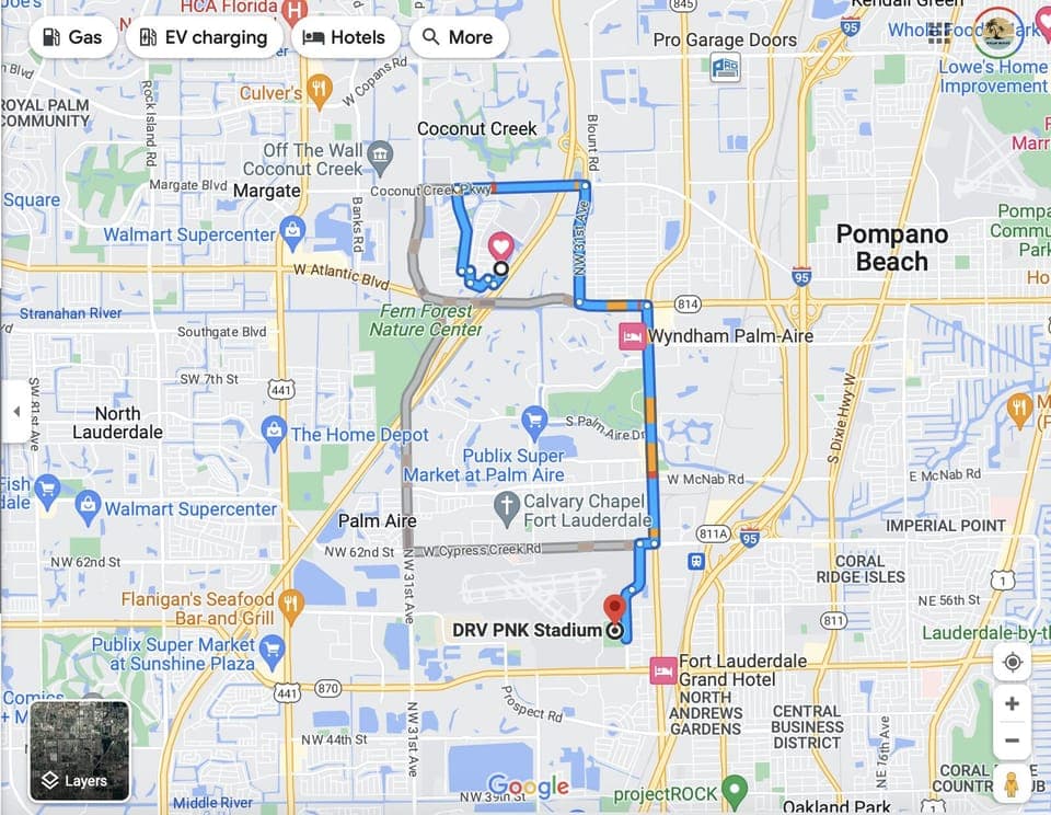 DRV PNK Stadium only 20 minutes away