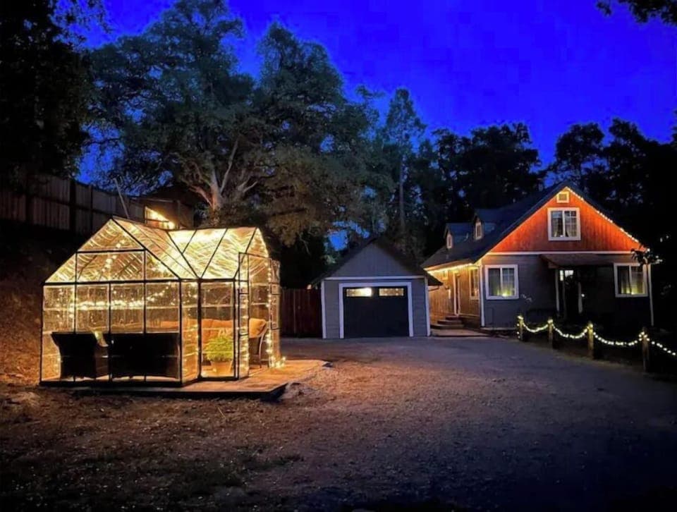 Beautiful outdoor lighting and outdoor living spaces throughout the property.