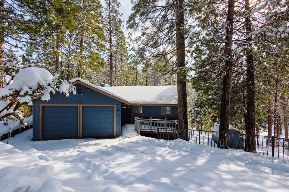 Snowy driveway in the winter.