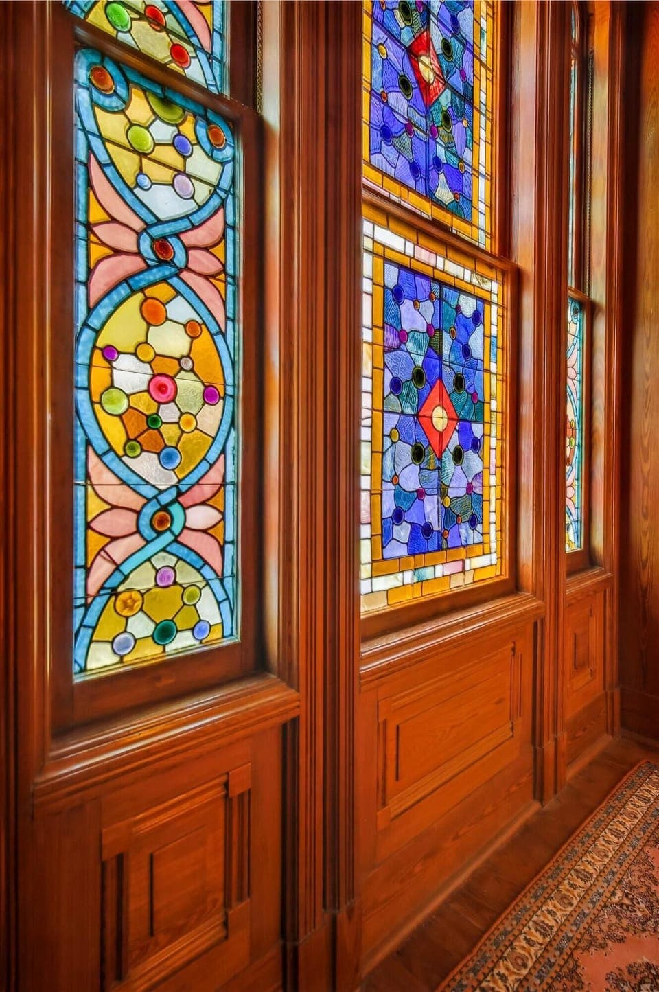 Stained Glass on Stairway Landing