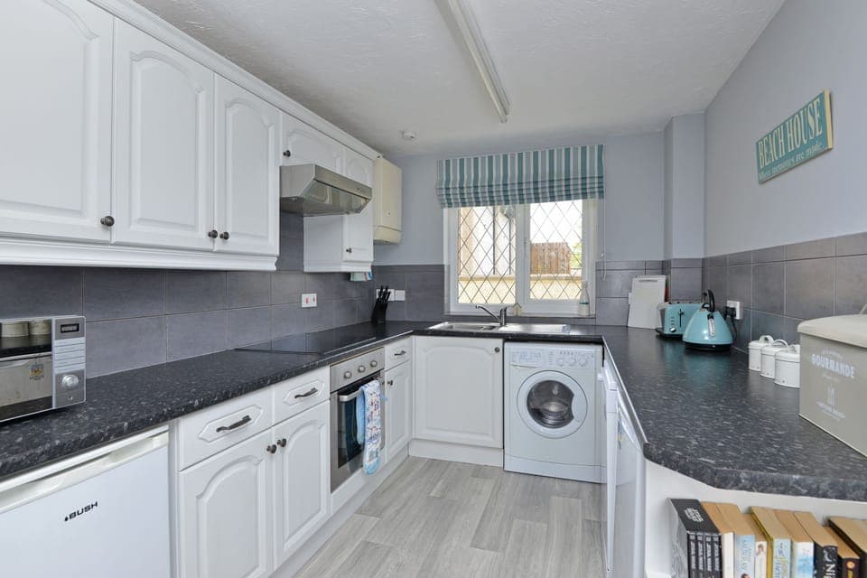 Fridge, dishwasher, electric kettle, toaster