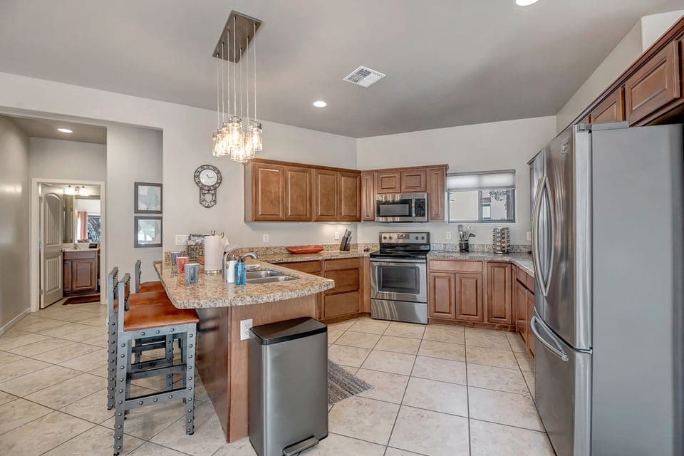 Fully Equipped Kitchen with Stainless Steel Appliances
