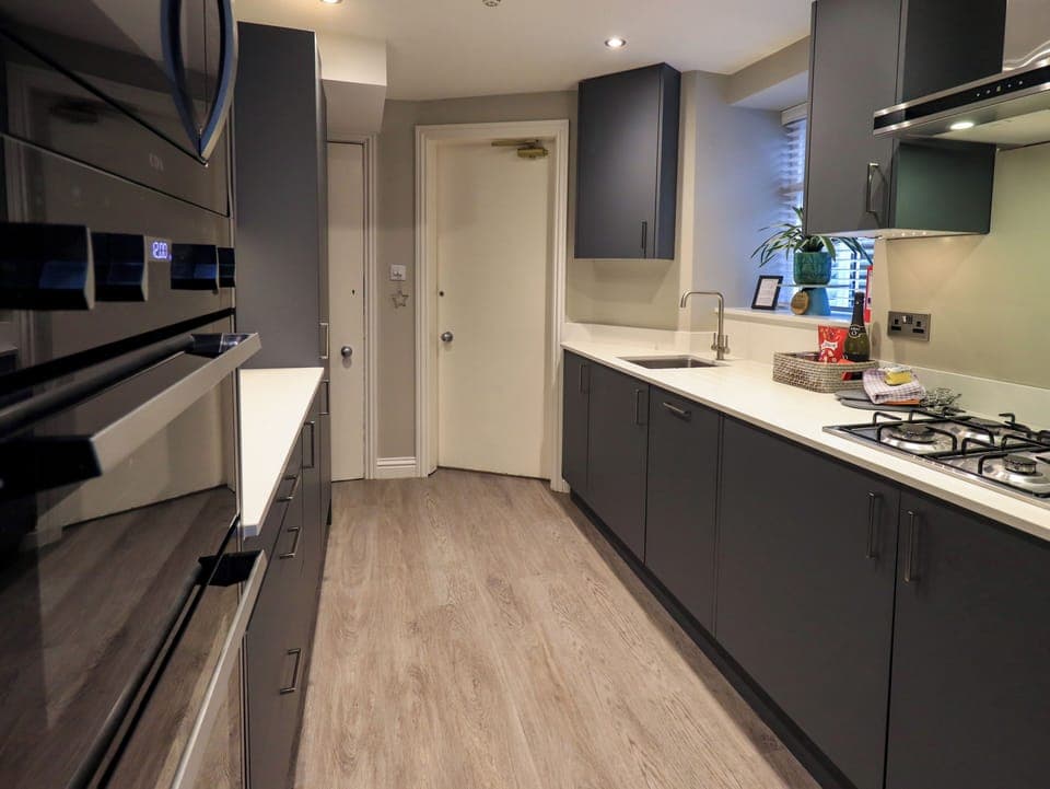 Fridge, dishwasher, electric kettle, toaster