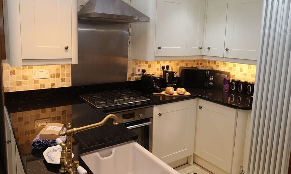 Fridge, dishwasher, cookware/dishes/utensils