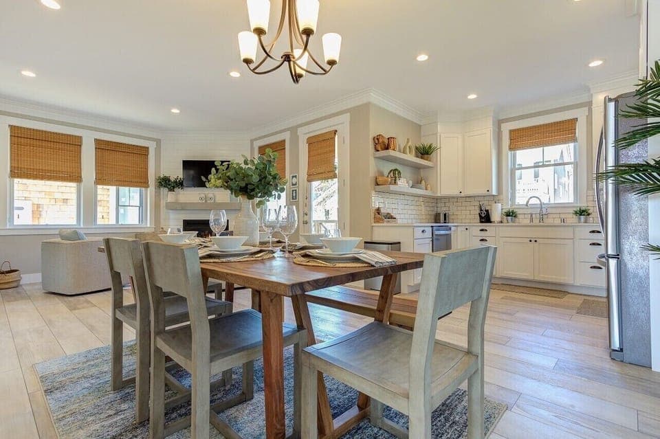 Live edge table in dining room