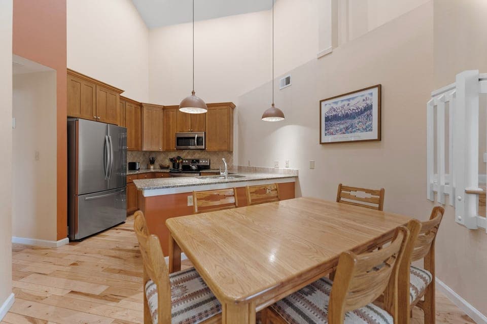 Dining area offering seating for six.