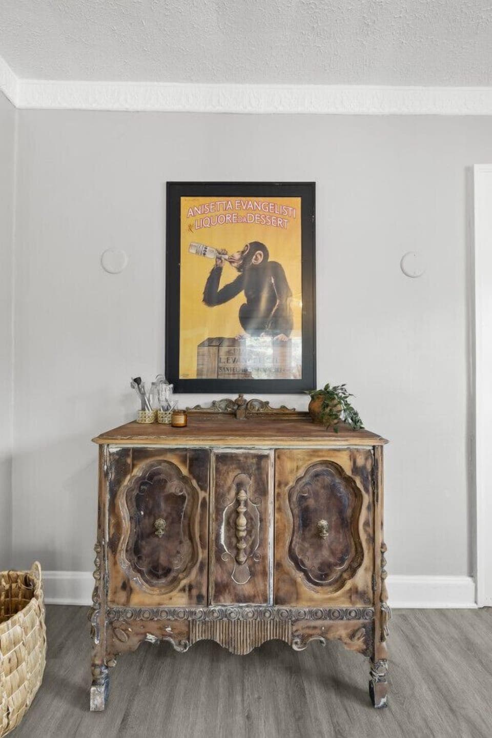 Spotted: a curious monkey on a wooden cabinet, soaking up the sunshine and spreading joy! 🌞 Let`s embrace the playful spirit and enjoy the little things today!