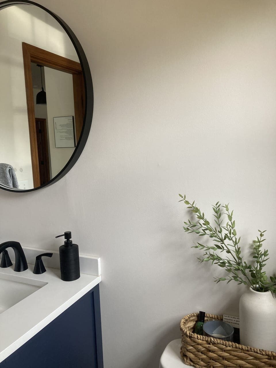 LED mirror in bathroom.