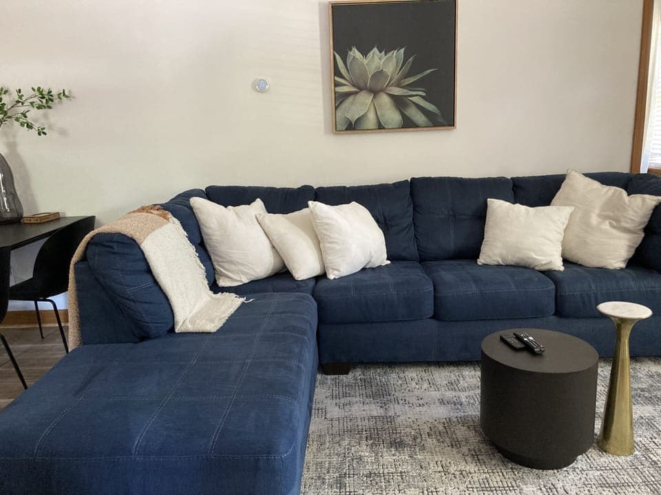 Cozy sectional couch.