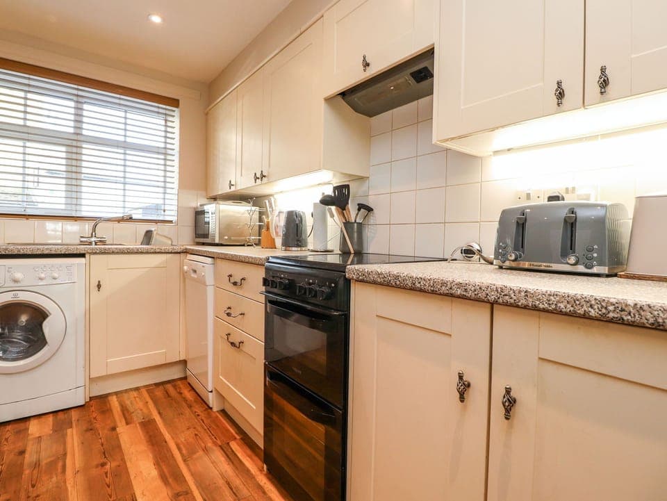 Fridge, dishwasher, electric kettle, toaster