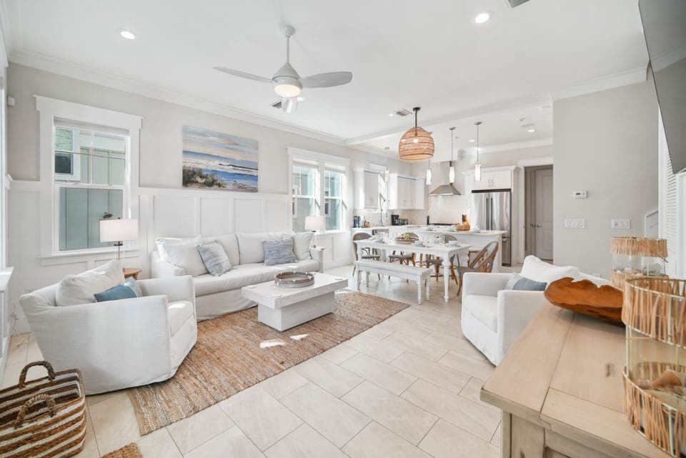 The main floor is fully furnished to accommodate the entire group for cooking, dining and entertainment.