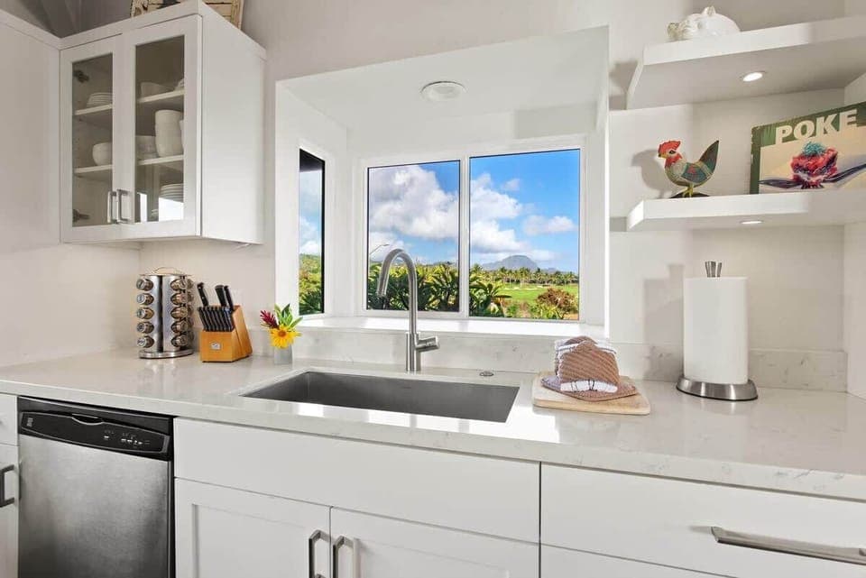 Kitchen with a Golf Course View