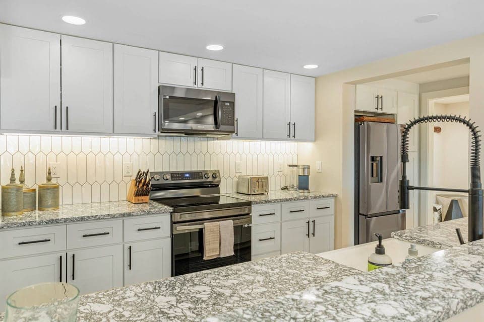 Newly Renovated Kitchen with Electric Range, Microwave, Toaster and Keurig Coffee Maker