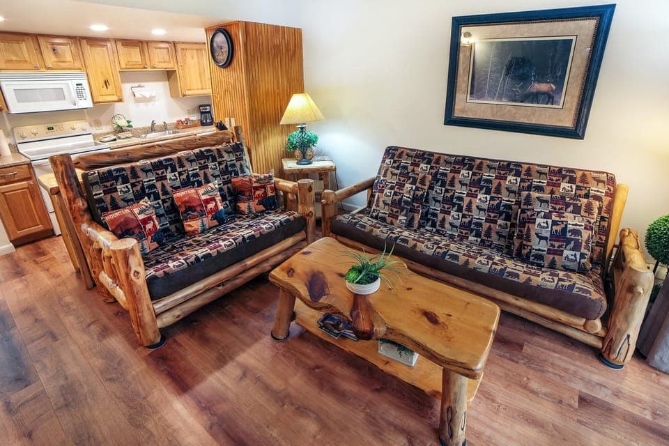 Living Room with Queen and Full Futons