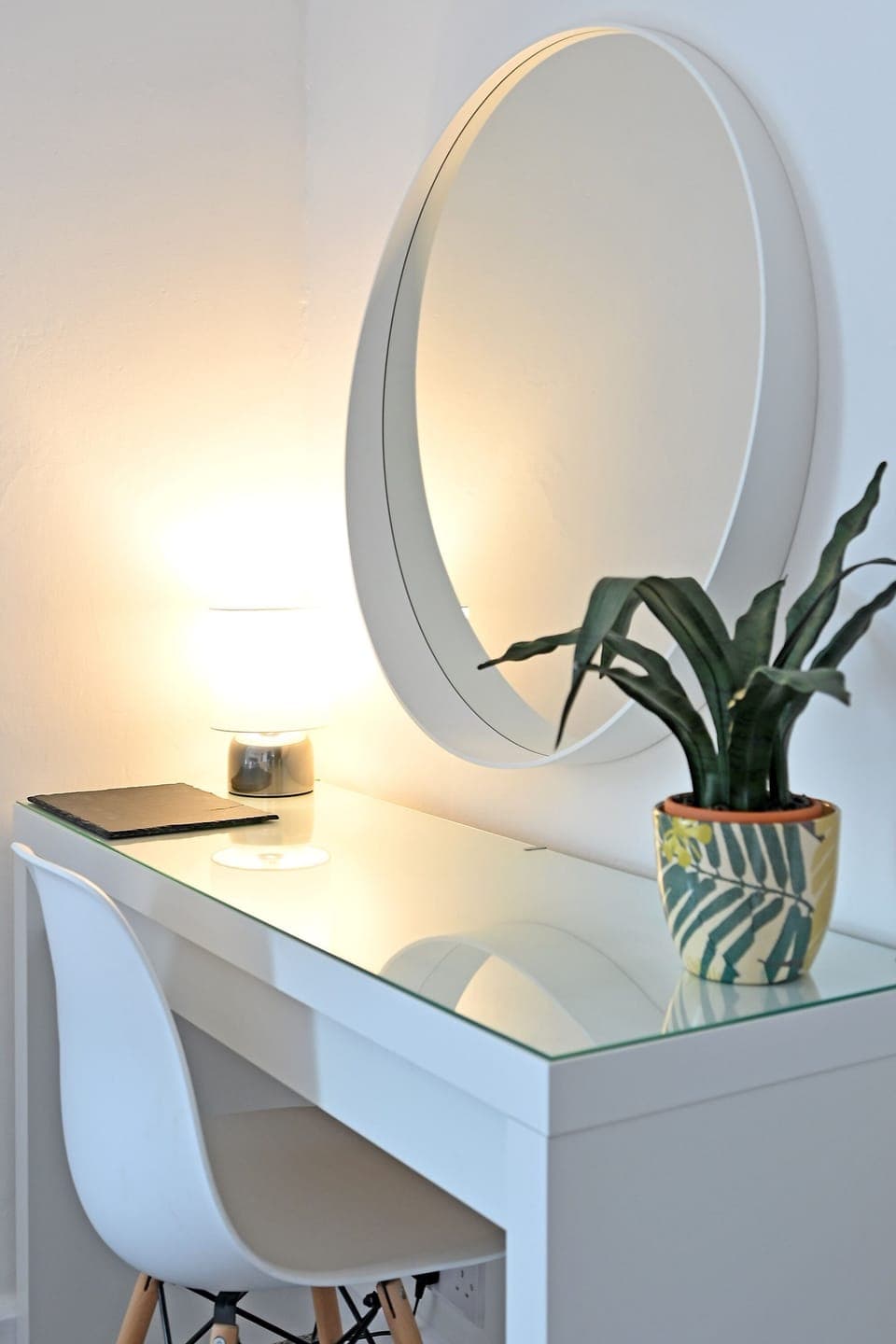 Make up table and mirror. 