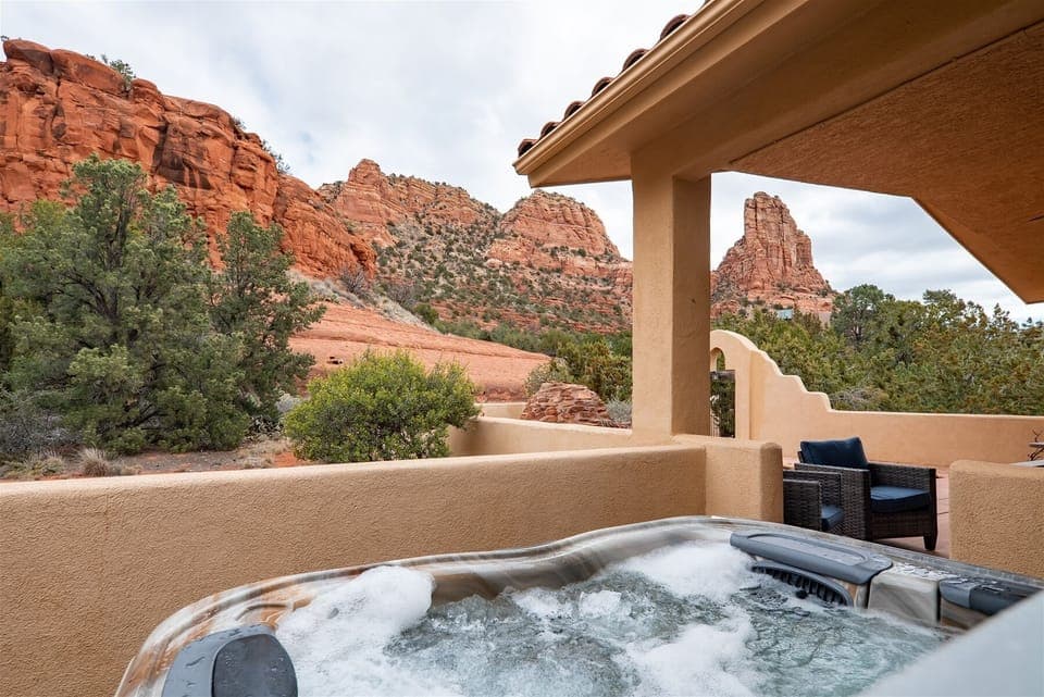 BEST hot tub views in Sedona, feels like you are part of nature