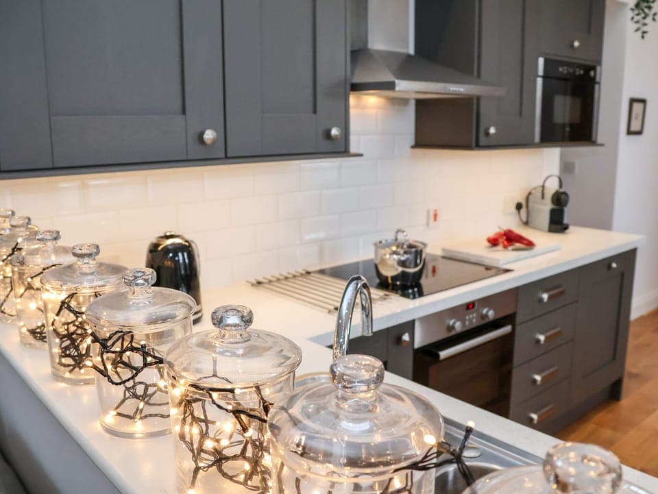 Fridge, dishwasher, electric kettle, toaster