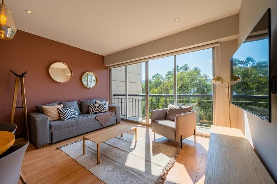 Cozy living room with a TV