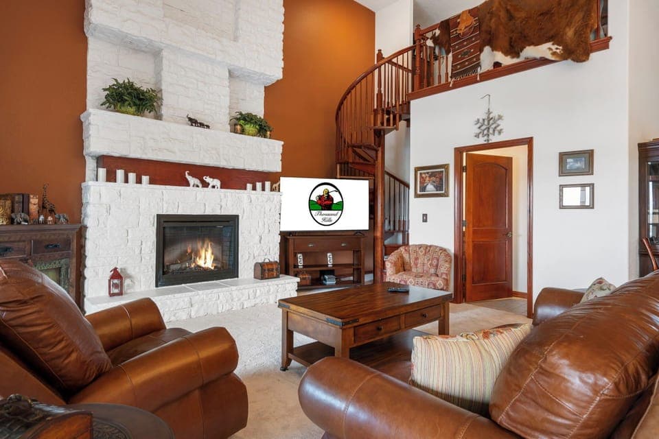 Beautiful Seasonal Fireplace, Spiral Staircase Leading to the Open Loft Bunkroom