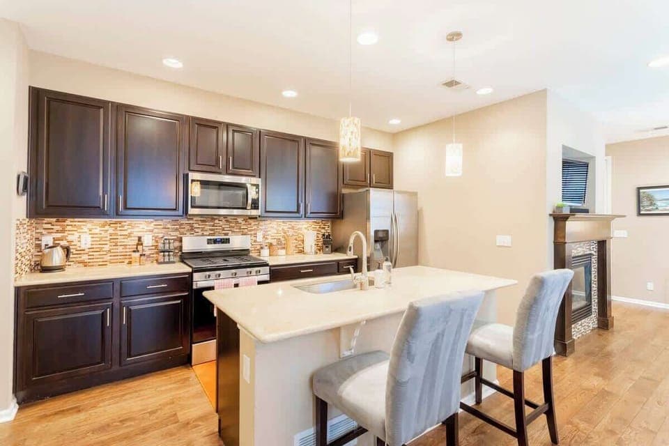 Kitchen with bar-style seating