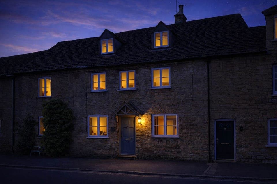 As the sun sets, warm evening light falls across Combers Mead, a beautiful stone cottage in the heart of Tetbury. Perfectly placed for strolling into town, it offers a peaceful arrival before enjoying everything this historic market town has to offer