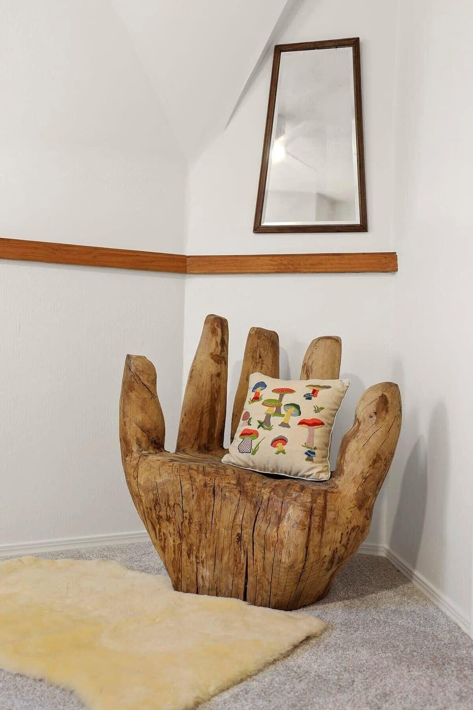 This cute 'hand chair' was hand carved by a local wood worker!