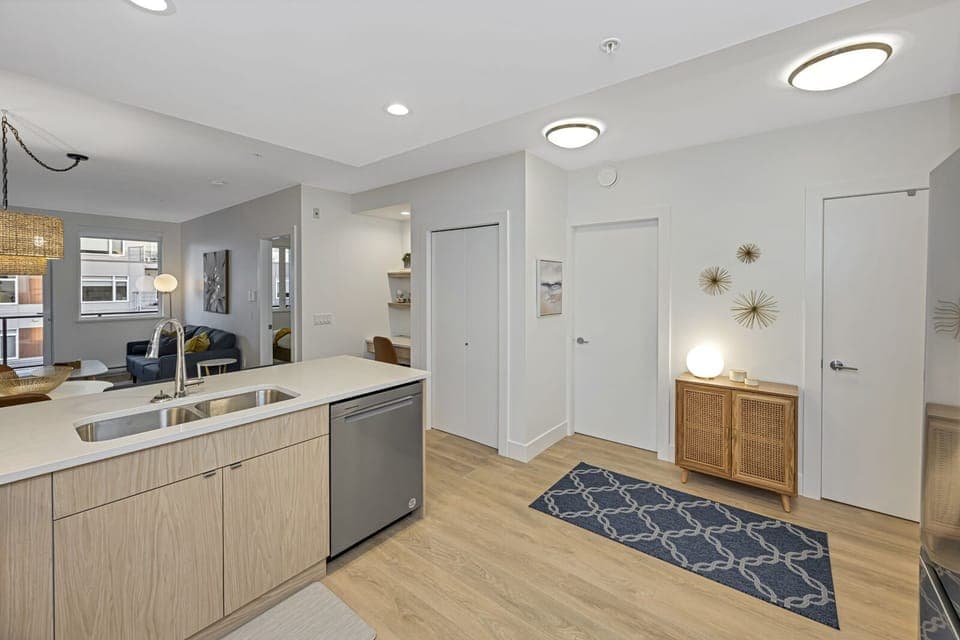 Spacious entry area opens to the large kitchen and laundry room. 