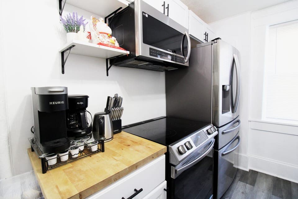 Stainless steel appliances.  
