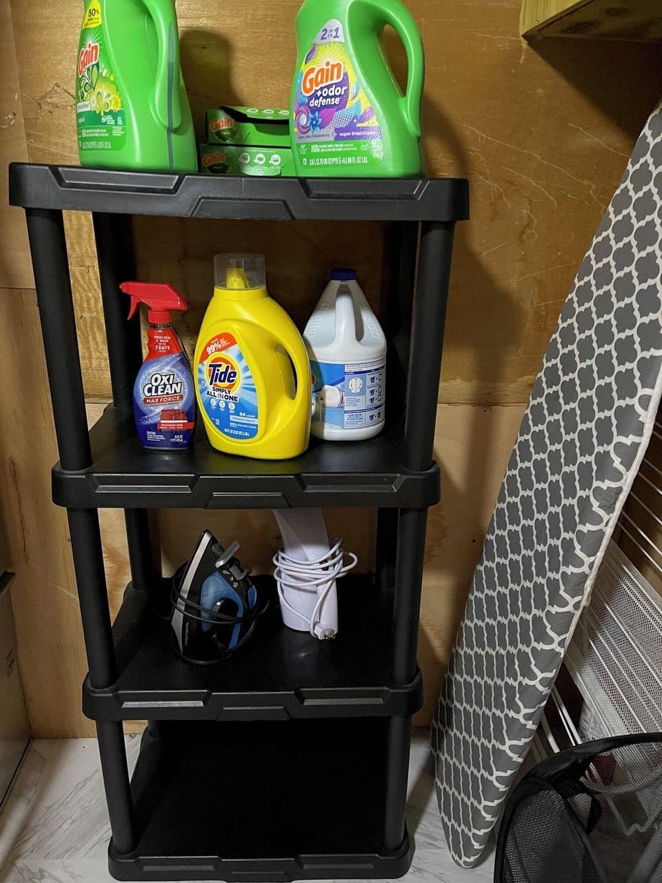 Washing detergent/iron/iron board/steamer. 