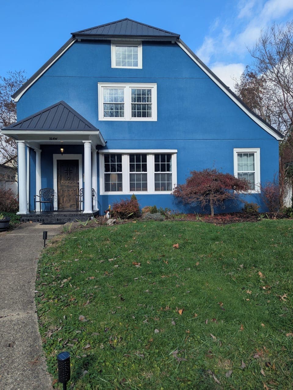 Front house view as seen from the guest's private driveway