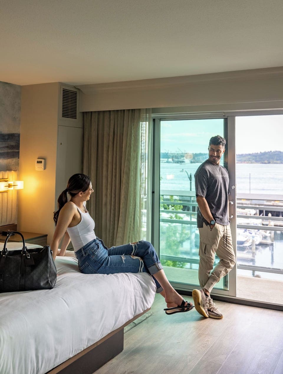 Down comforters, pillowtop beds, in-room safe, desk