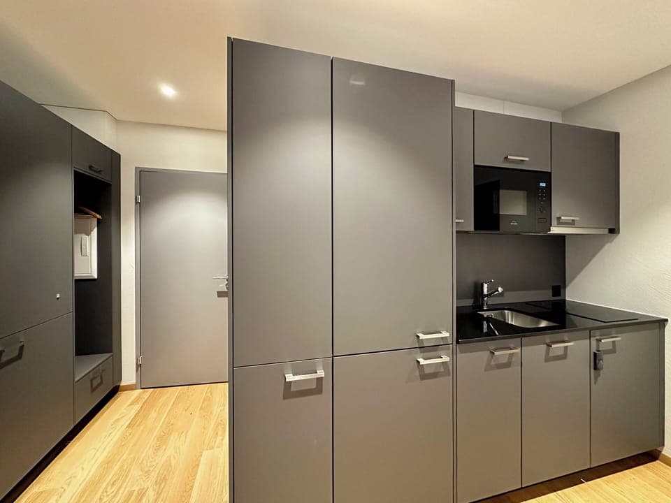 Fridge, microwave, stovetop, espresso maker