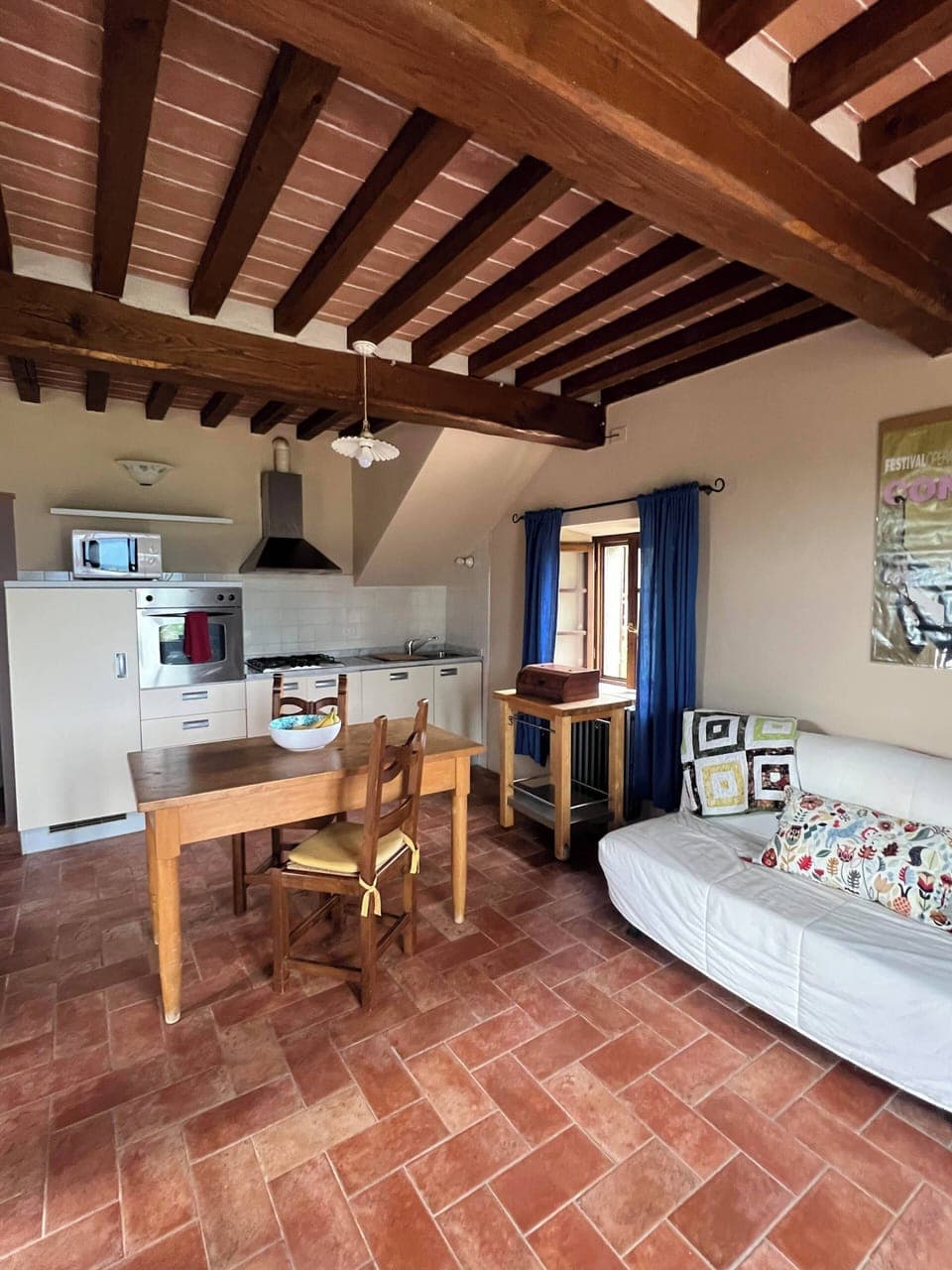 Open-plan downstairs living space, looking towards the kitchen.