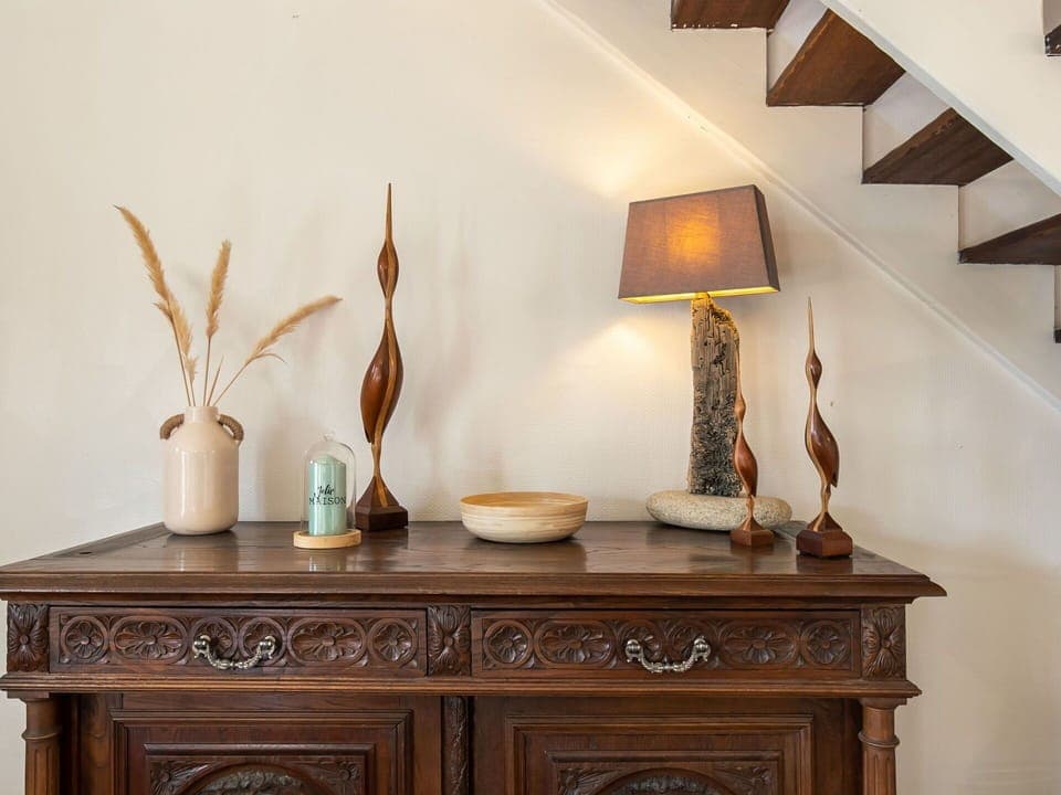 Wood, Furniture, Interior Design, Flowerpot, Brown, Drawer, Sideboard, Cabinetry, Picture Frame, Dresser