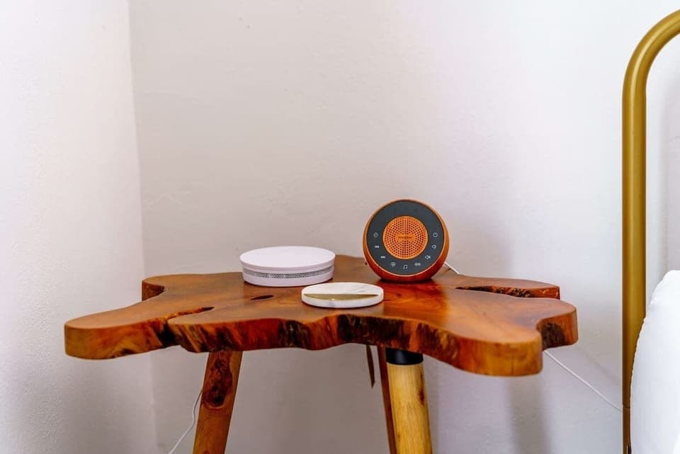 white noise machine is available in each home so everyone is in for a very relaxing good night's sleep