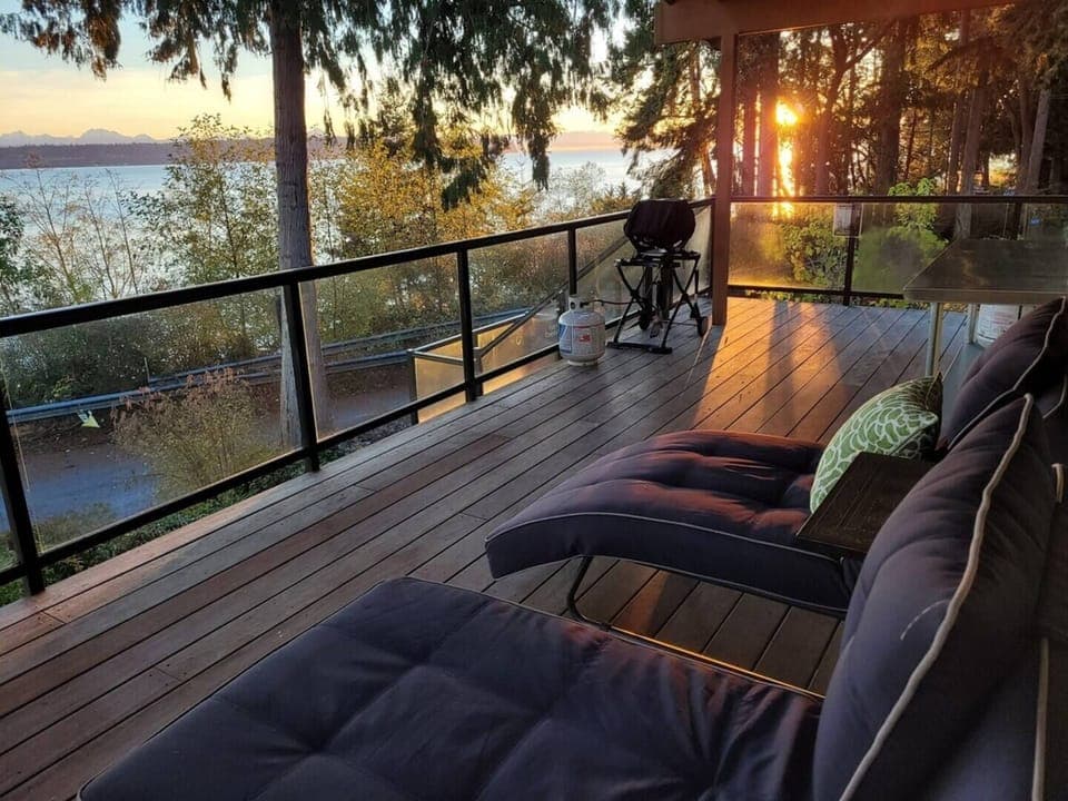 Mornings on the deck usually feature a gorgeous view of the Cascades