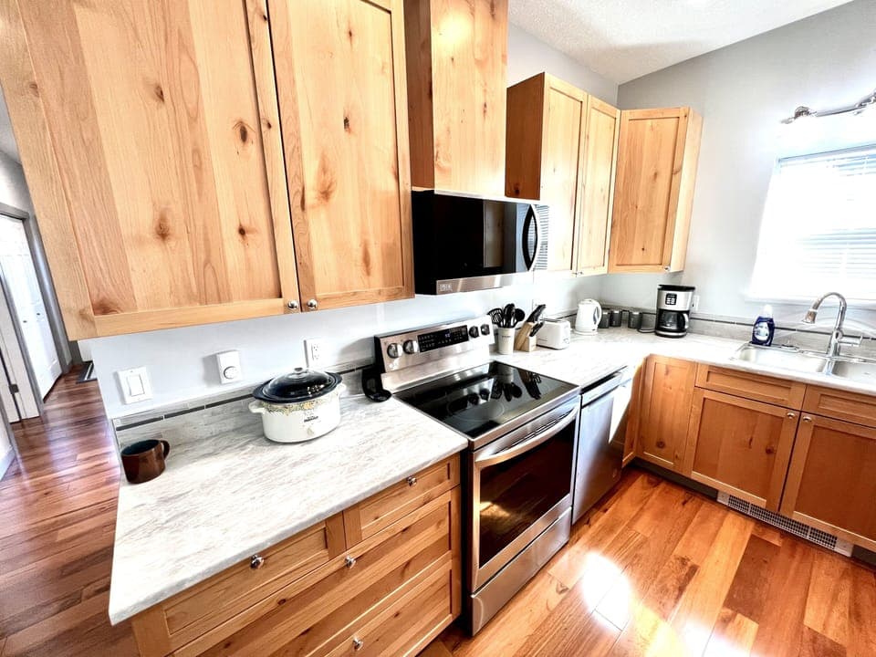 Modern kitchen comforts.