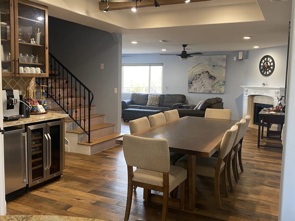 Dining area main house looking into downstairs living room