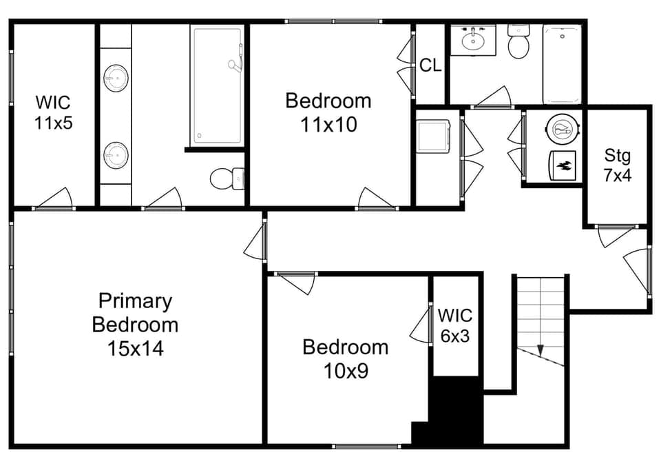 Bedrooms, full bathrooms and laundry are on the lower level