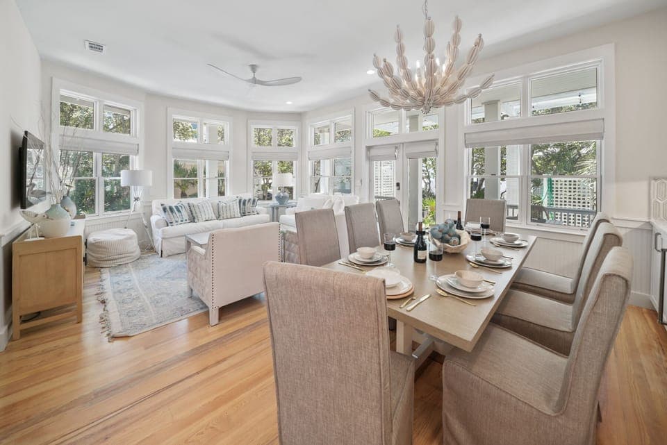 Stella by the Sea | Open Dining and Living Space | Just Inside from the Back Porch