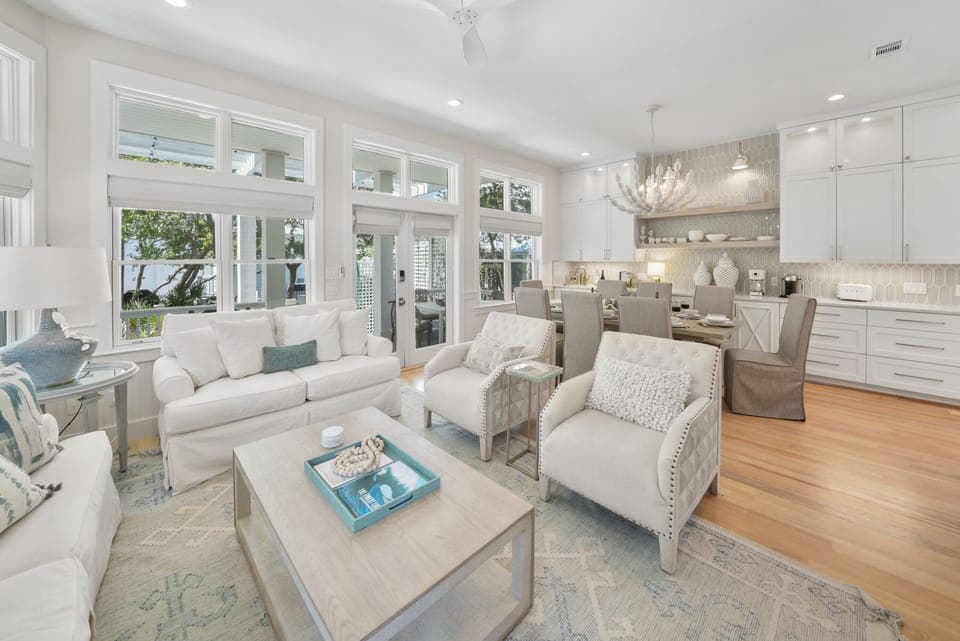Stella by the Sea | Open Dining and Living Area | Just Inside from the Back Porch