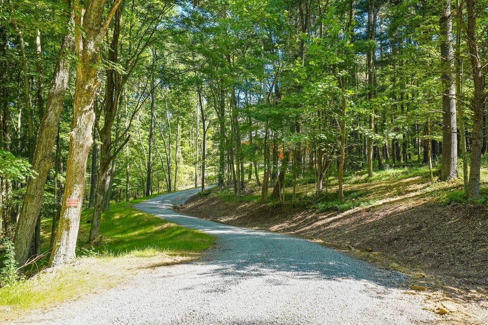 Looking up from the bottom of the driveway