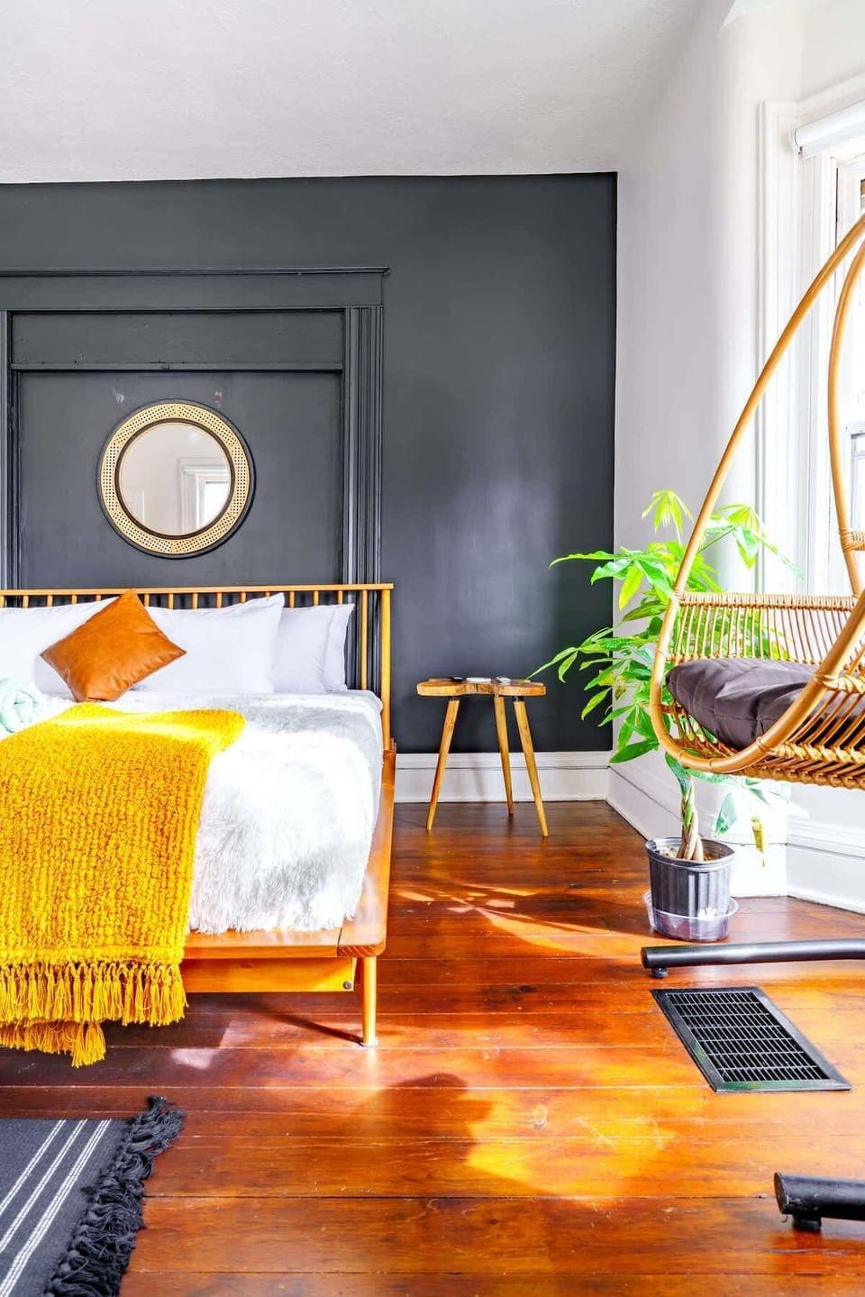 Cozy Modern Airbnb Bedroom in Chillicothe - Perfect for Relaxation! Mustard Yellow Accents & Natural Light ☀️