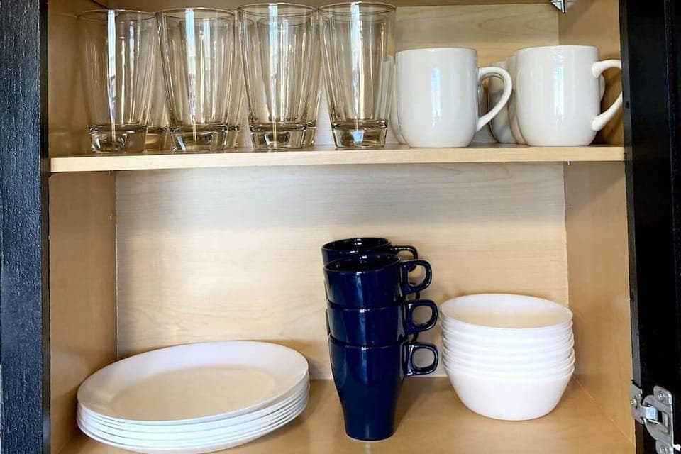 Plenty of dinnerware and dishware for your stay