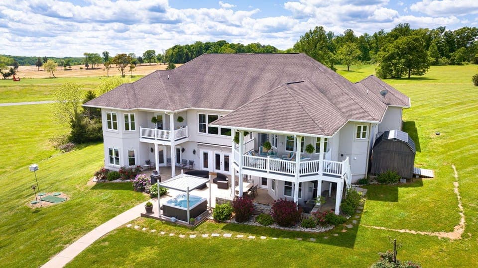 A House of Grand Scale: Aerial View of House from Backyard