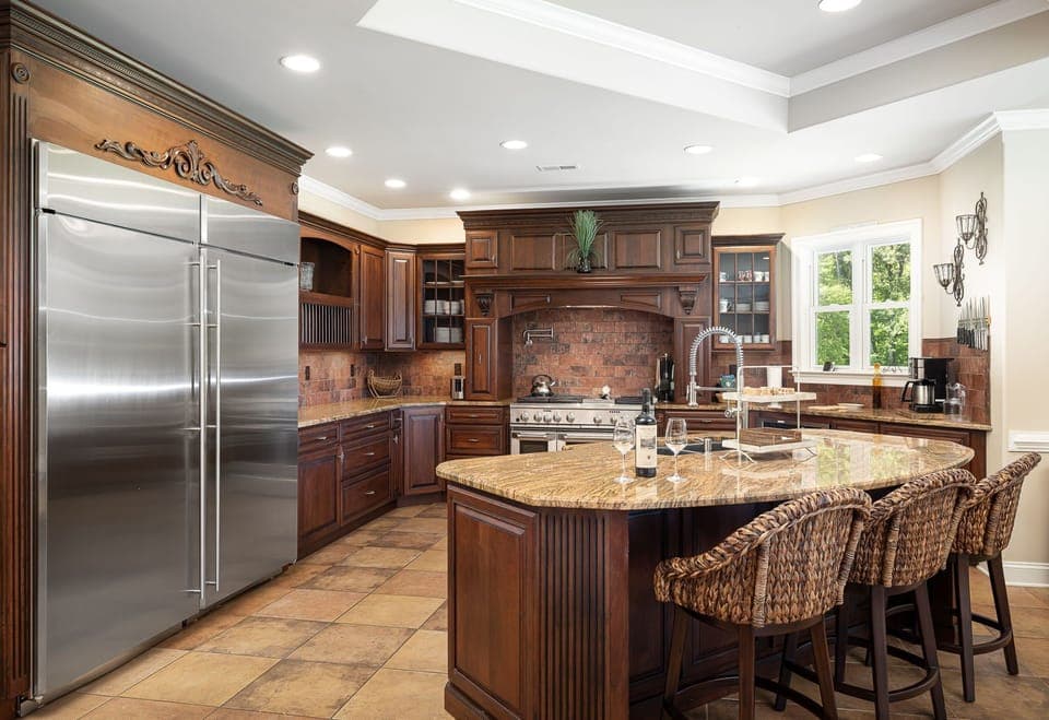 Monogram Fridge and Kitchen Island