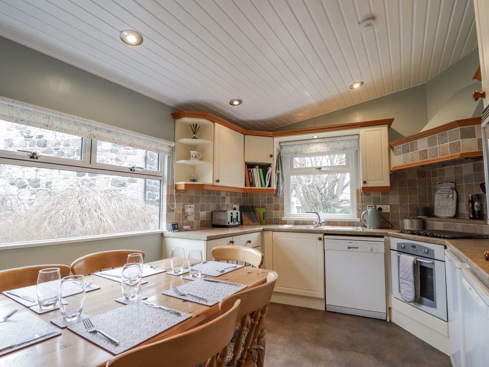 Fridge, dishwasher, electric kettle, toaster