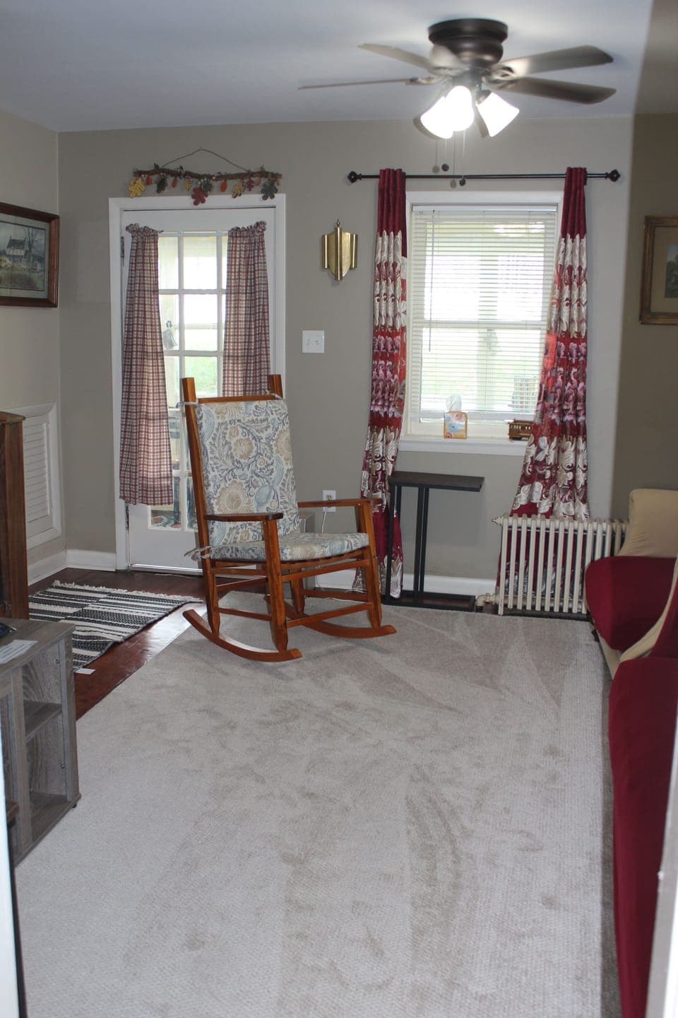 The newly renovated living room is the perfect place to unwind. 