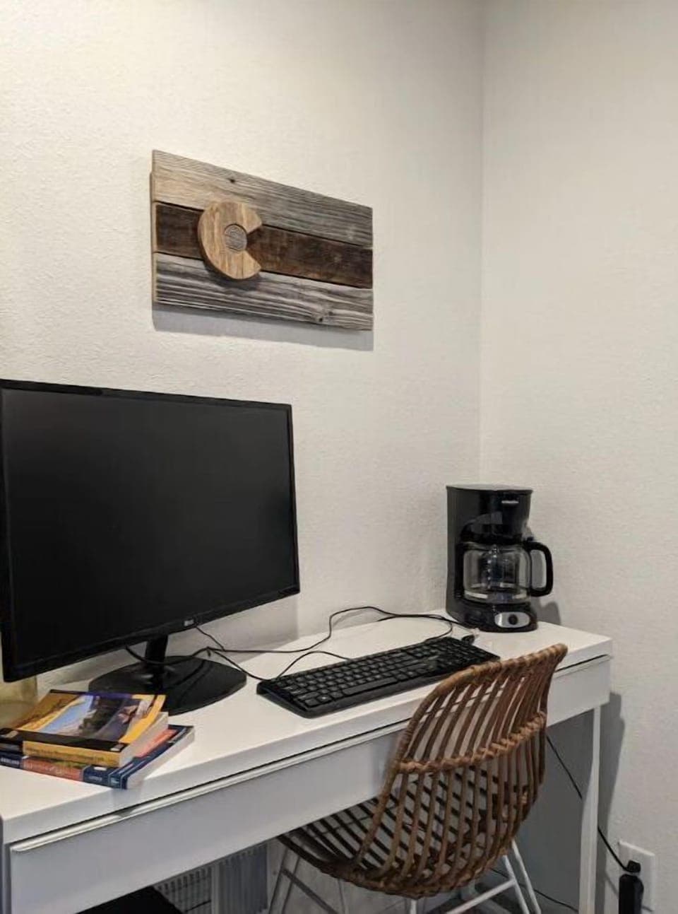 A monitor and keyboard are stored in closet and available for you if needed.